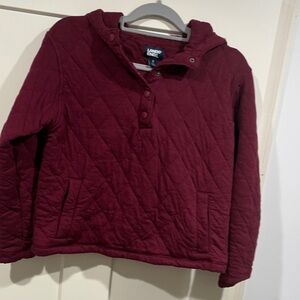 Lands' End Maroon Quilted Hooded Jacket